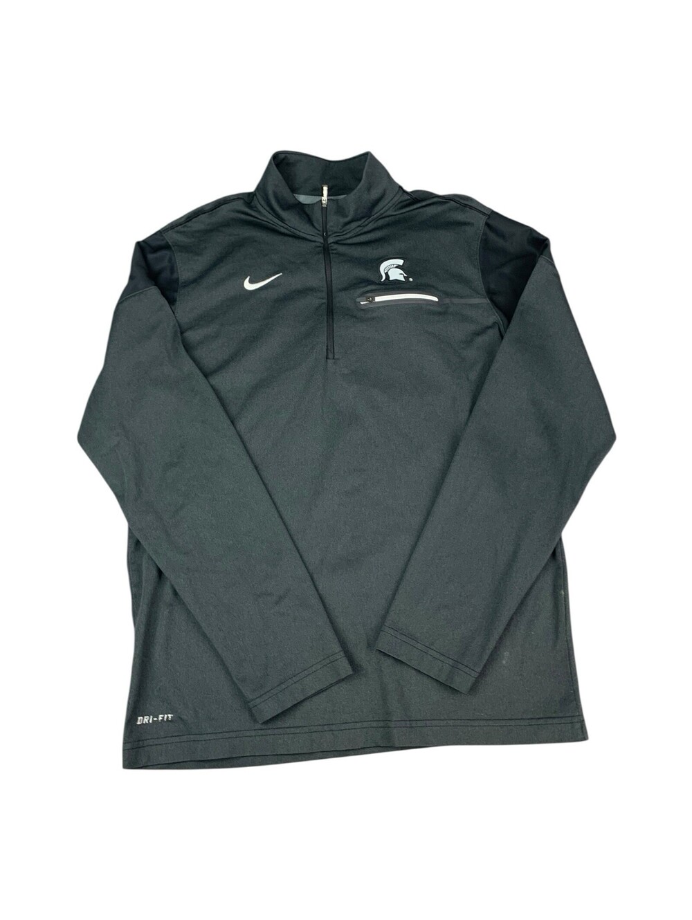 Michigan State Spartans Nike Dri Fit 1/4 Zip Pullover Top, Gray, Men’s Medium